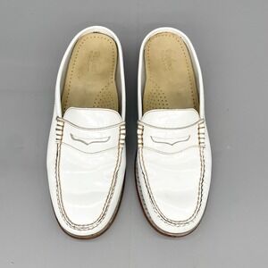 GH Bass Weejuns Womens 8 M Peggy‎ Penny Loafer Mule Sandals Shoes White Leather
